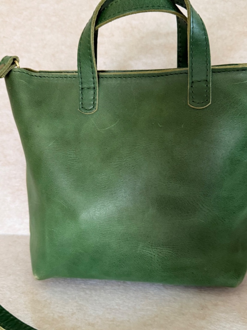 EUC Portland Leather Goods PLG Cowboy Mint Mini Crossbody Tote with Zipper - Picture 6 of 13